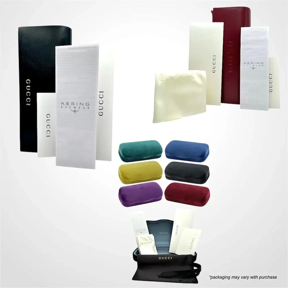 New GUCCI Sunglasses Black Cat Eye Gold Metal Front Interlocking GG Logo Womens - Picture 4 of 4